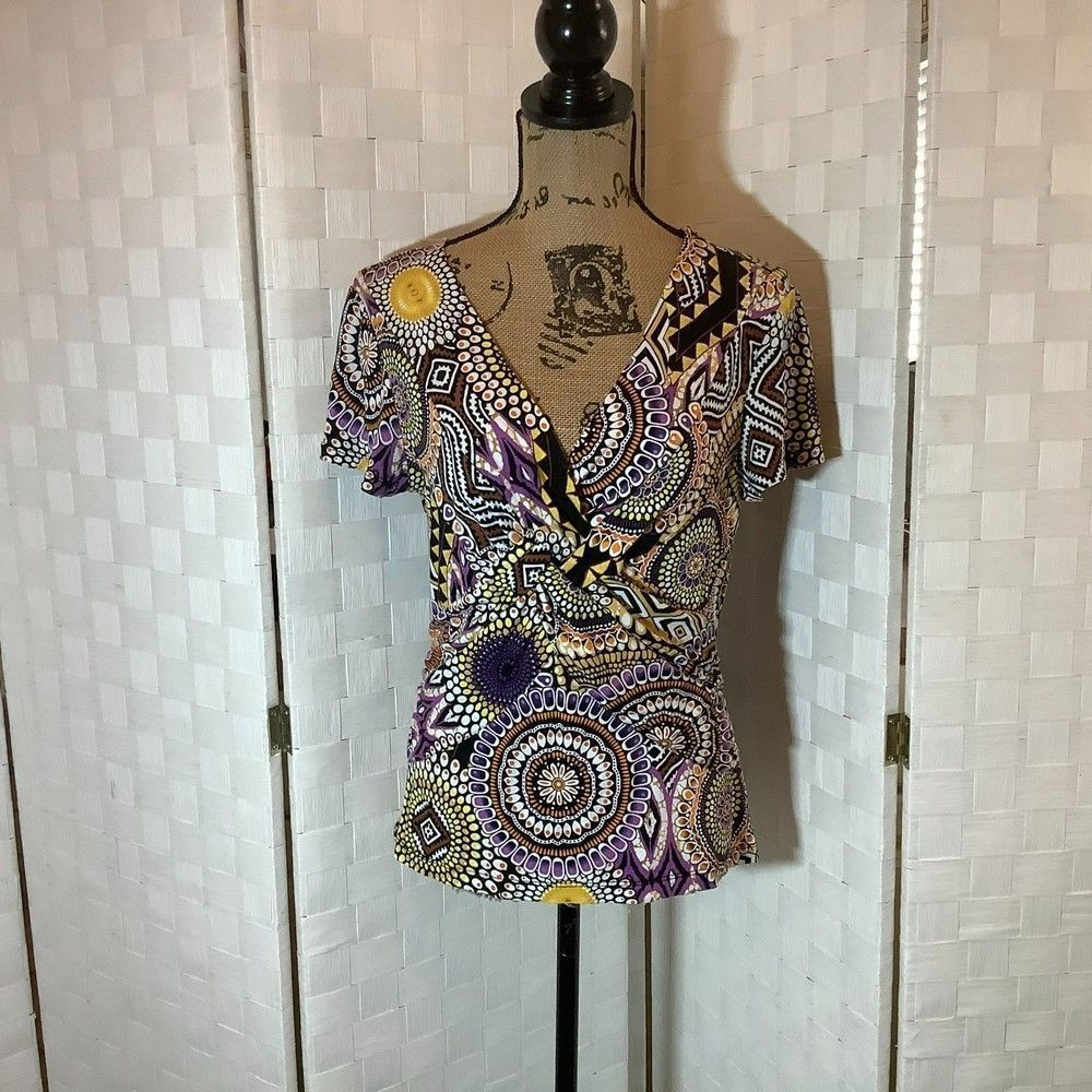 cable & guage printed knot front blouse large